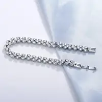 Bracelet en diamant Moissanite de laboratoire romain en or blanc 14K, Bracelets de fiançailles et de mariage pour femmes, bijoux de mariée 3