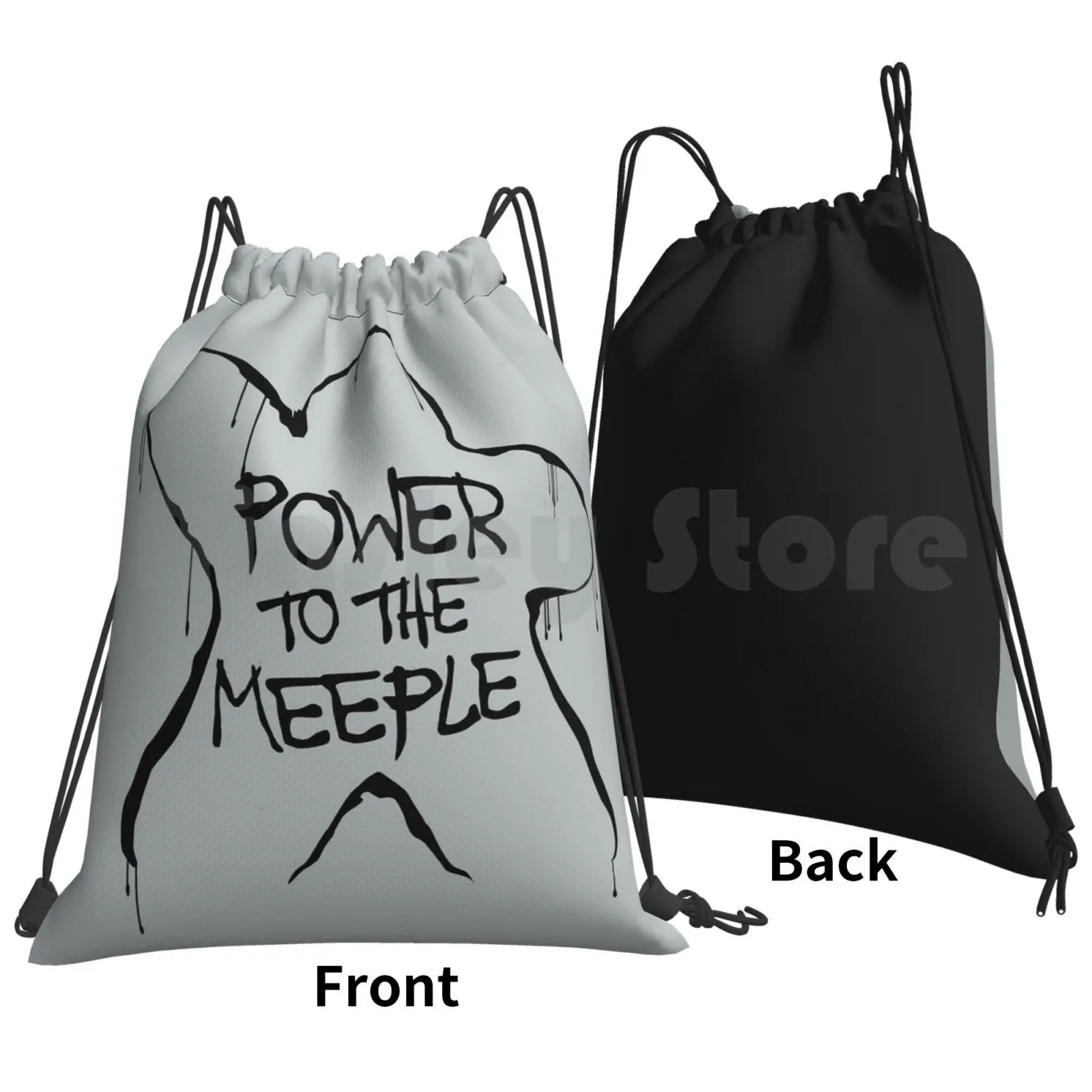 Power To The Meeple Boardgames Backpack Drawstring Bags Gym Bag Waterproof Rebellion Parody Boardgames Worker Placement