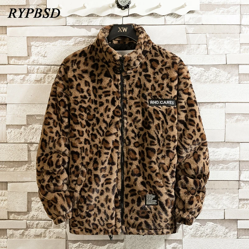 Leopard Puffer Jacket Men Winter Parka Luxury Vintage Fashion Harajuku Streetwear Zipper Loose Windbreaker Female Male Clothing