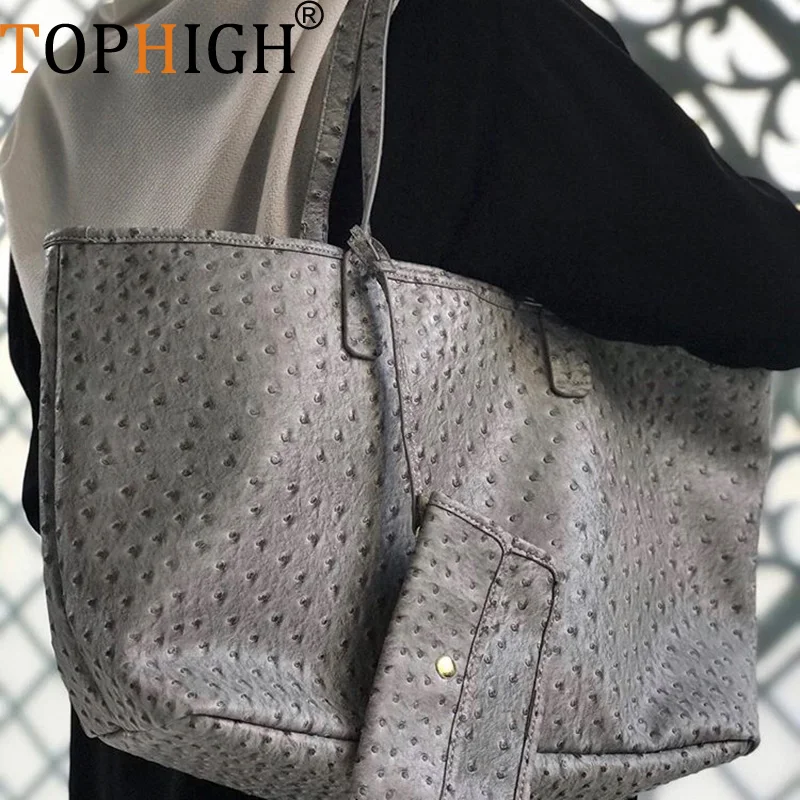 TOPHIGH Mode Shop Tasche Frauen Grau Taschen Schlange Krokodil Tote Einkaufstasche Strauß Muster Leder Verbund Geldbörse Handtasche Neue