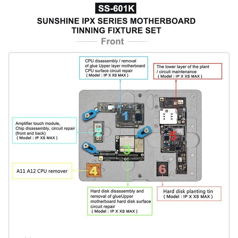 SS-601K Mainboard Fixture For iPhone XS MAX  XS X Motherboard Welding Platform CPU cleaning glue Demolition repair station