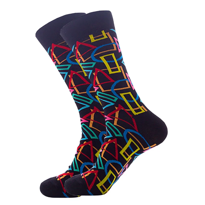 Mens Glücklich Bunte Gestreifte Socken Qualität Plaid Diamant Muster Argyle Geometrische Harajuku Gekämmte Baumwolle Socke Weihnachten Geschenk