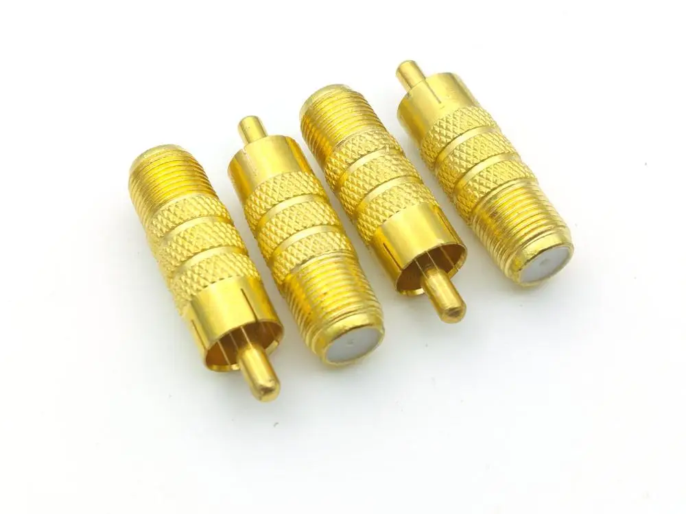 4 Stuks Vergulde Rca Male Plug Naar F Female Coax Jack Adapter Connector Kabel Koppeling