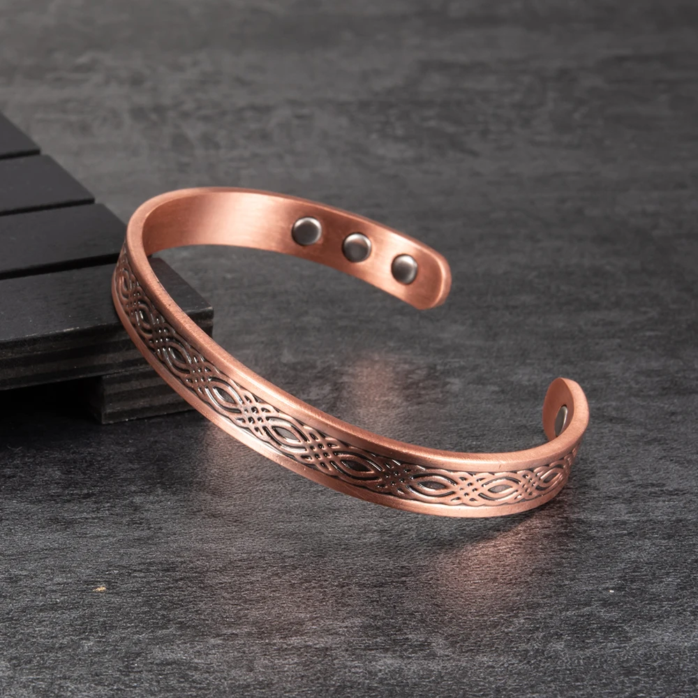 Real Copper Magnetic Bracelet for Women Adjustable Vintage Viking Pure Copper Bracelet & Bangles Cuff Copper Magnetic Bracelet