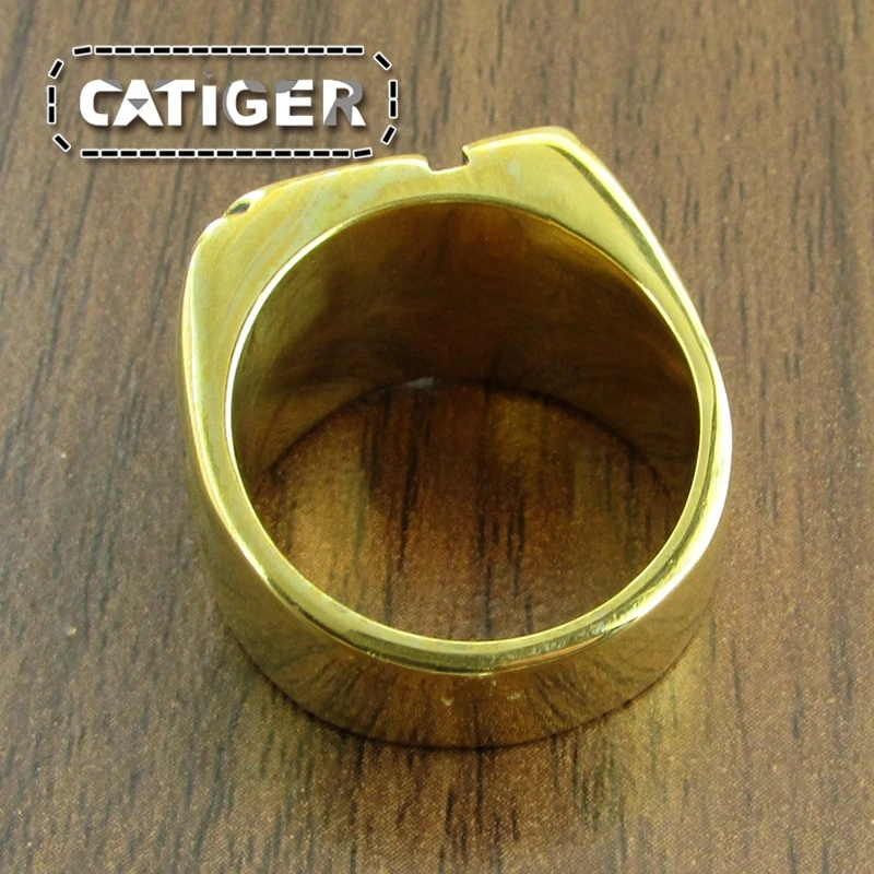 Vintage US Size 7-13# 316L Stainless Steel Gold Plated Black Silver Color Number 13 Motor Biker Ring Jewelry