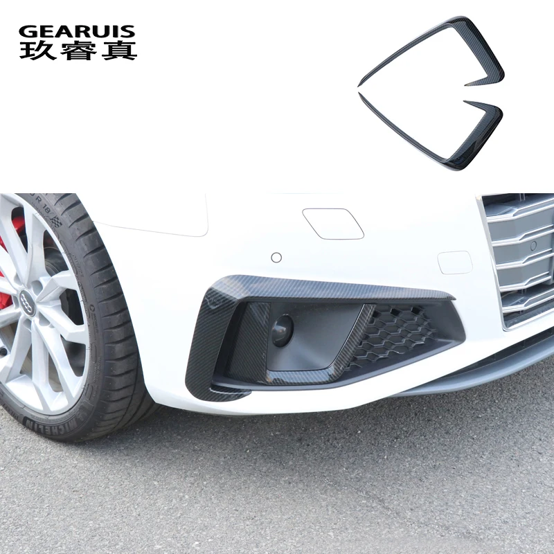 Car Styling Front Fog Lamp Wind Knife Cover Strips Trim For Audi A4 B9 2017-2019 Spoiler Air Knife Exterior Modified Accessories