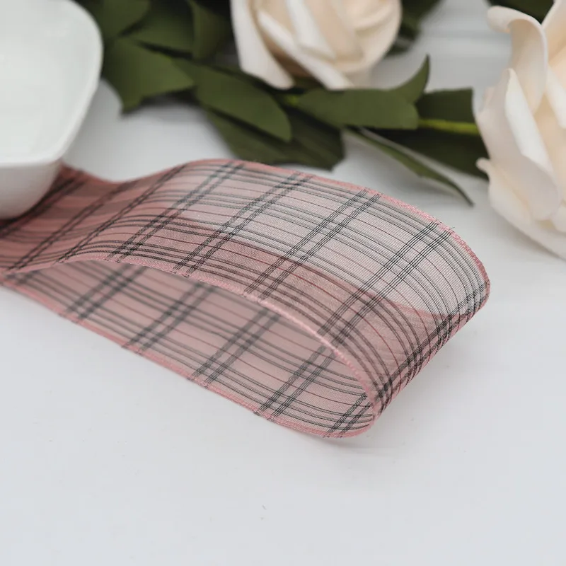 10 Yards 25MM/38MM Karierte Organza-Bänder für Haarschleifen DIY Handarbeitsmaterialien M20010101 – Detail 6