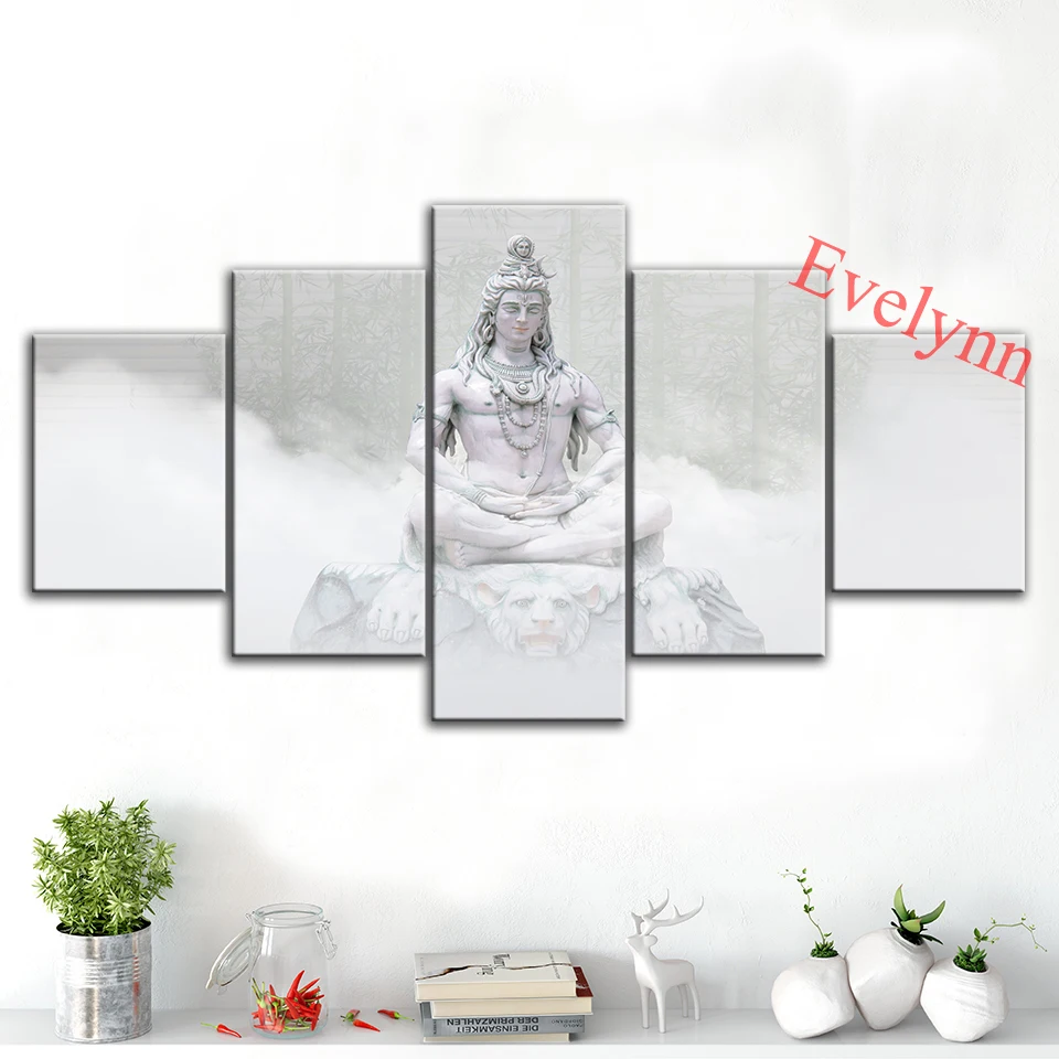 

Lord Shiva is the supreme Hindu Deity Modern Canvas 5 Pieces Poster Wall Art Modular Pictures Living Room Decor Painting Frame