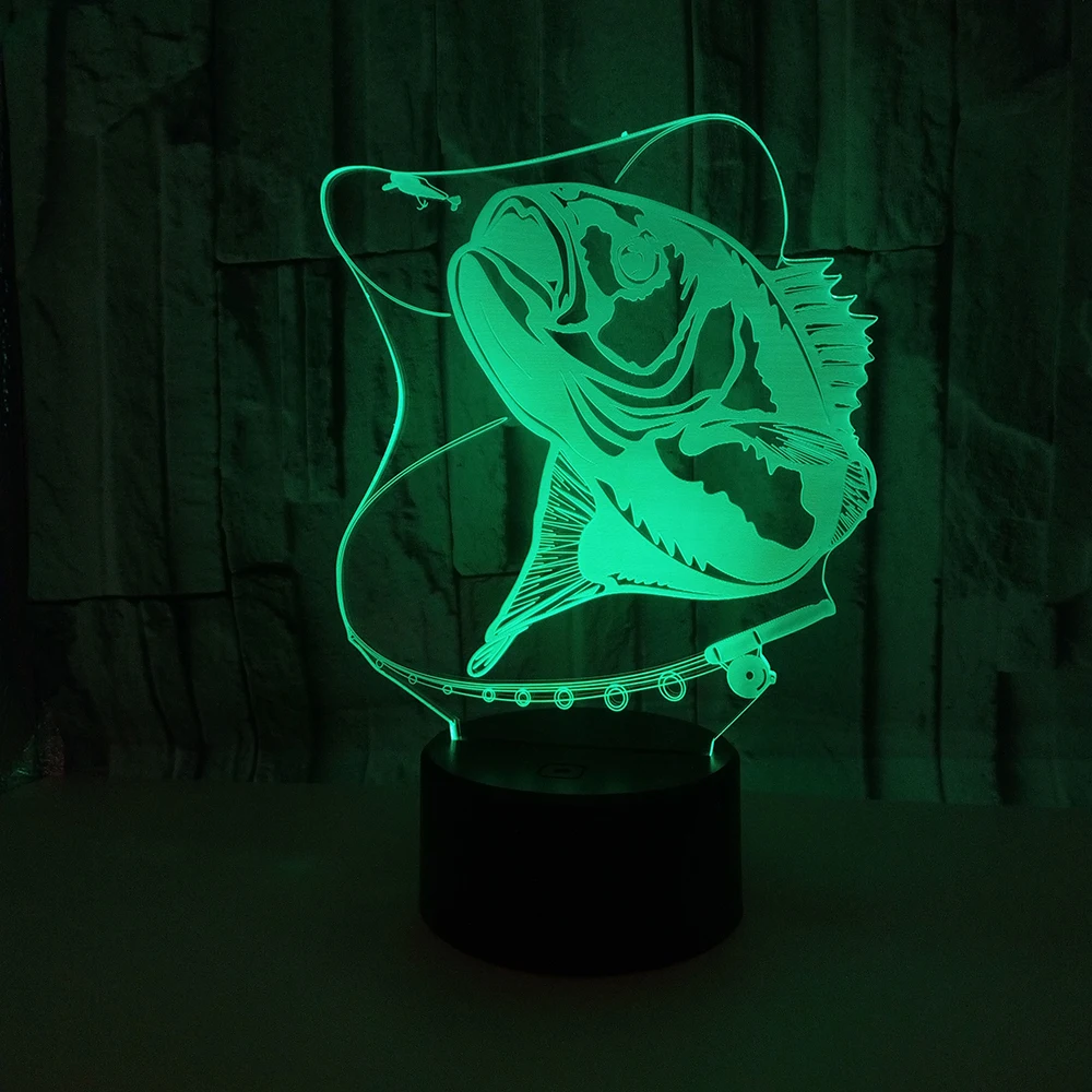 

3D Creative Fishing Modelling Gifts Table Lamp Home Decor Vision Lampara LED USB 7 Color Changing Baby Sleeping Fish Night Light