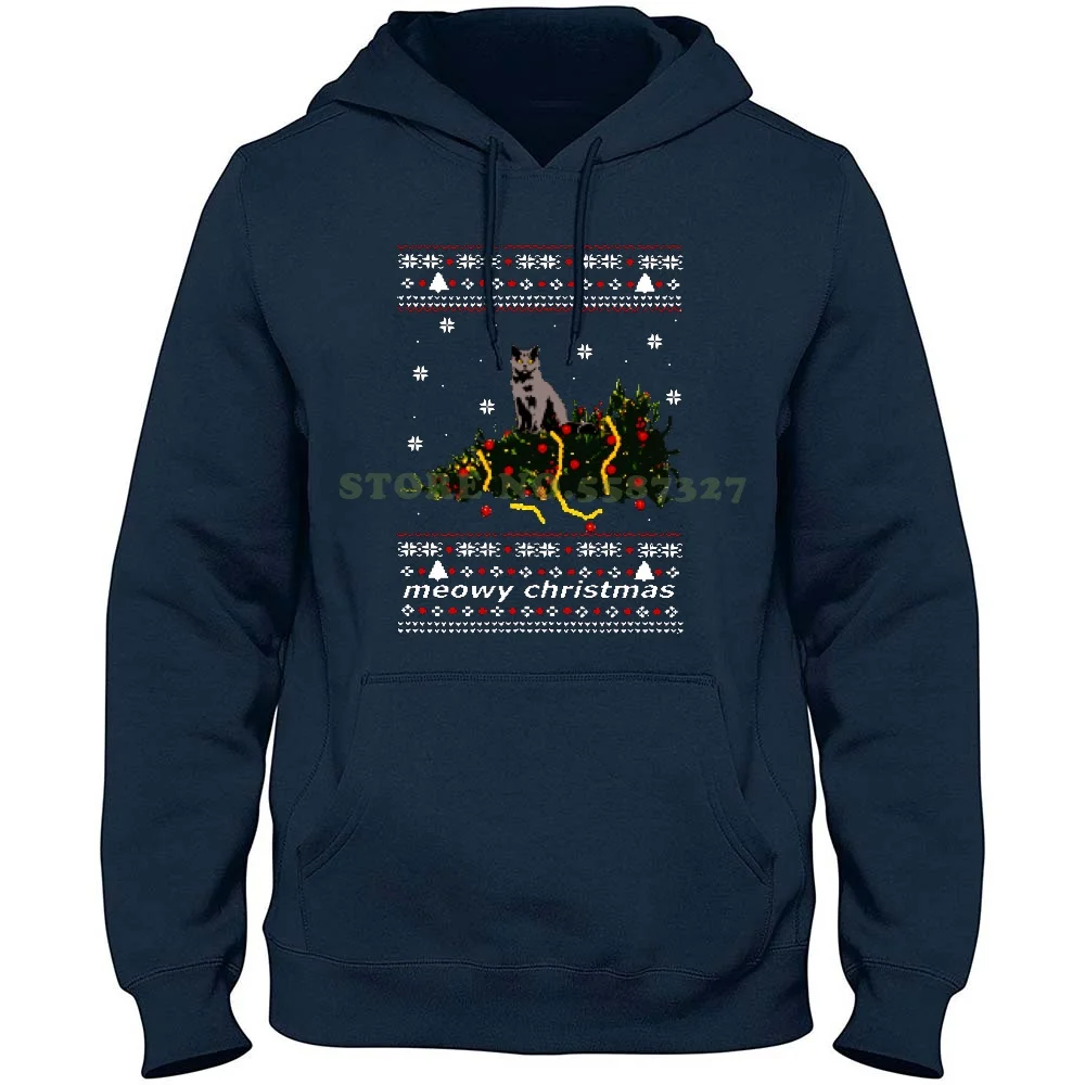 Ugly Sweater-Christmas Tree Knocked Down By A Cat 100% Pure Cotton Hoodie T-Shirt Meowy Christmas Merry Christmas Xmas Santa