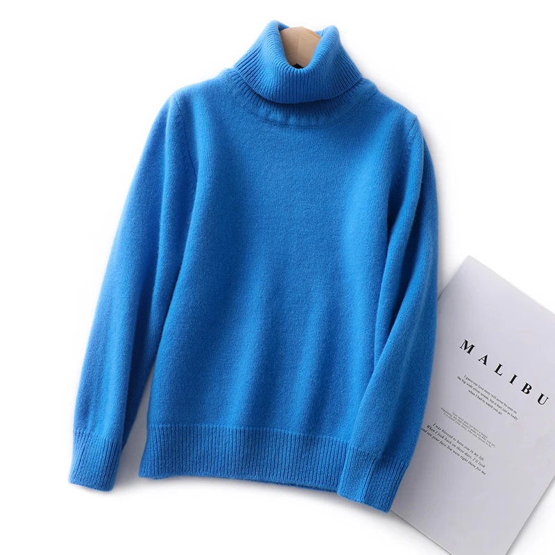 Children's Pure Wool Pullovers Sweaters 2021 Winter New Seven Stitches Lapel Knit Bottoming Shirt Boys Girls Thicken Warm Tops