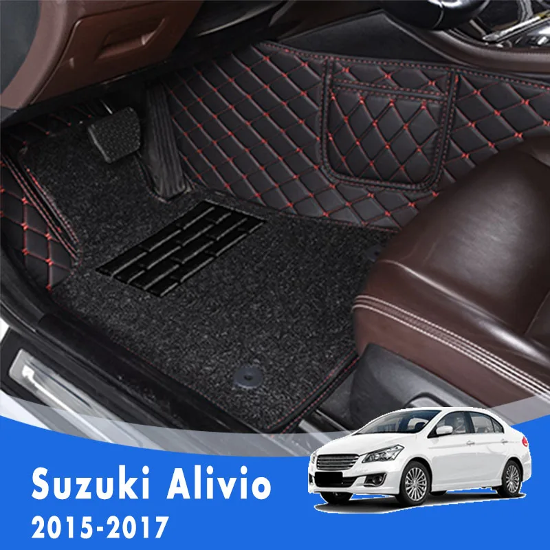 

Роскошные двухслойные коврики с проволочной петлей для Suzuki Alivio 2015 2016 2017, автомобильные интерьерные коврики, аксессуары, накладки для ног