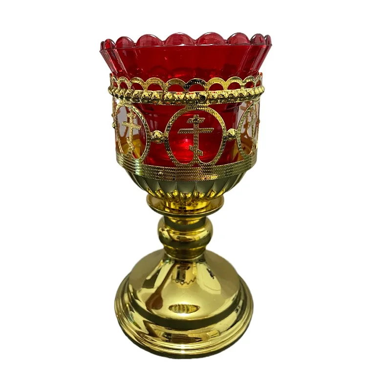 Vigil Lamp Orthodox Style Table Metal Enamel And Glass Candel For Churcu Gold Planting