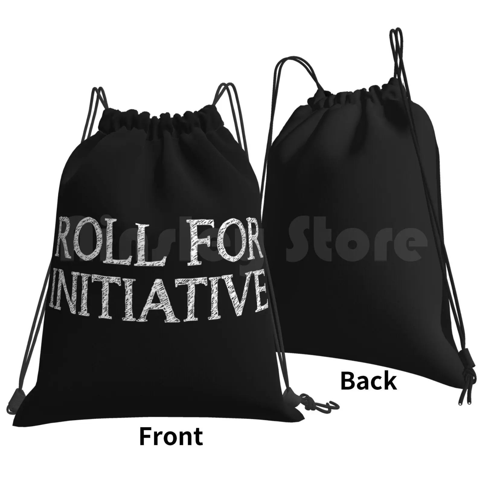 Roll For Initiative ( Black ) Backpack Drawstring Bags Gym Bag Waterproof Gamers Rpg Tabletop Table Top Tabletop Rpg