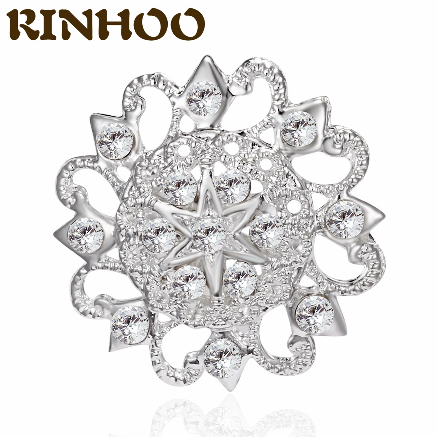 RINHOO Cubic Zirconia Snowflake Brooches For Women Badge Lapel Pin Brooch Elegant Wedding Accessories Gift Copper Jewelry