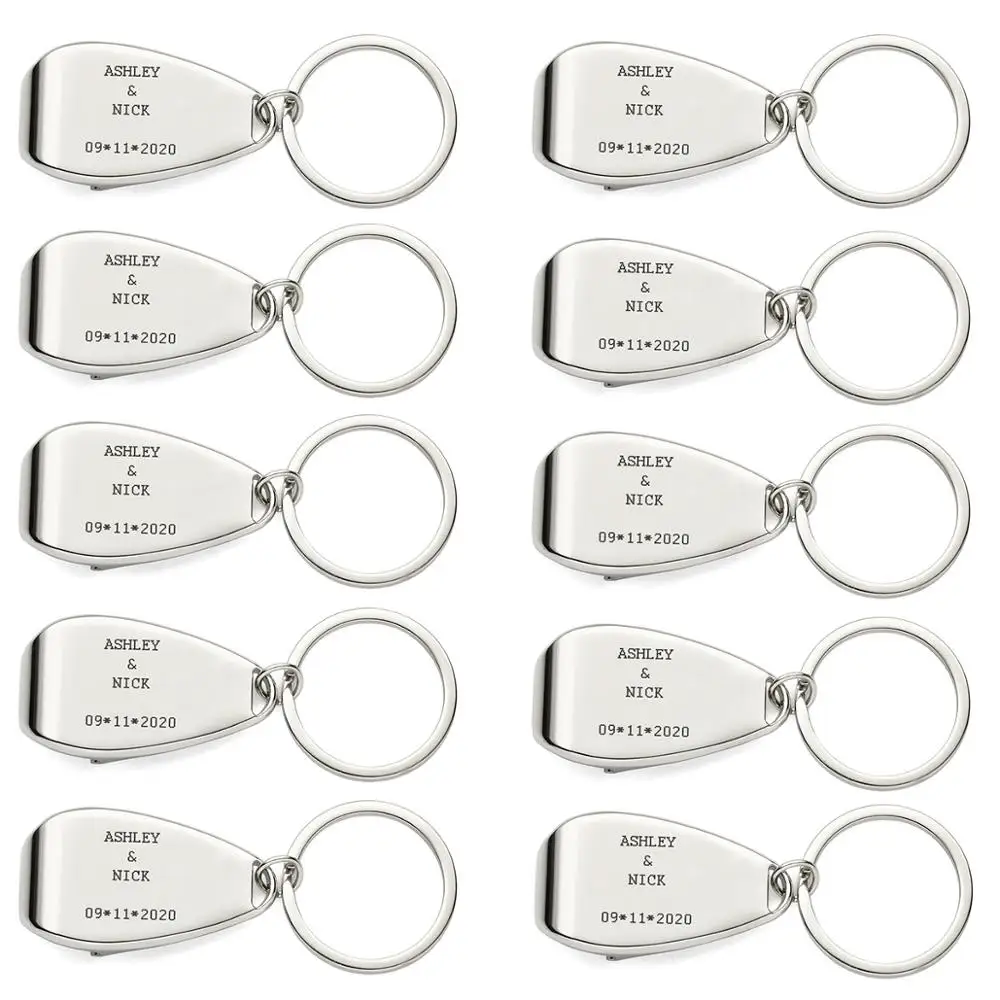 

Personalized Silver Keychain Bottle Opener Favor for Parties and Holidays Custom Baby Shower Ablution Wedding Birthday Gift