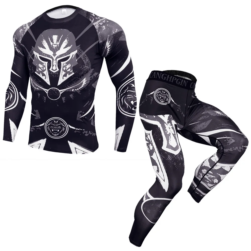 Men Sportswear Compression Shirt Leggings Sport Suit Quick Dry Fit Gym Clothing Training Fitness Workout Tracksuit Running Set
