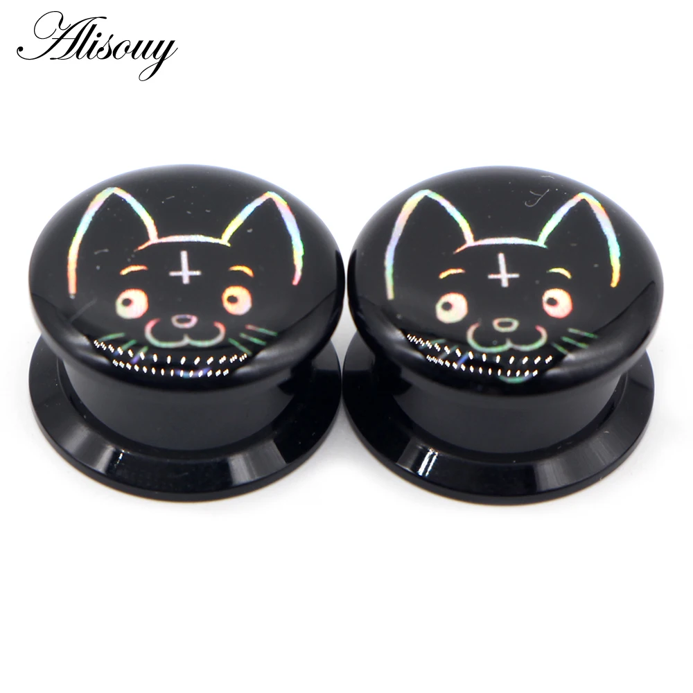 Black Acrylic Screw Punk Ear Gauges Plugs