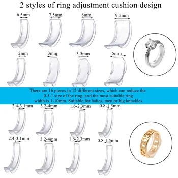 Ajusteur de taille de bague en silicone transparent invisible, redimensionneur de bague adt, Beverer, convient à toutes les matiques, outils de bijoux, lot de 8 pièces
