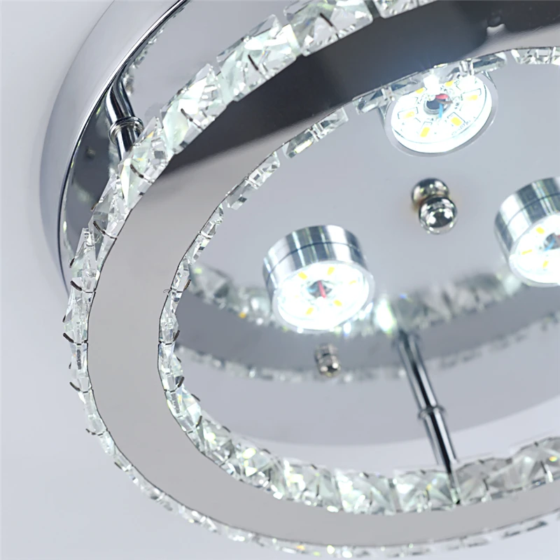 Modern Crystal Chrome Ceiling Lamps LED Ring Corridor Suspension Lamp Stainless Steel Aisle Light Fixtures Lustre Chandelier