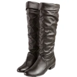 Botas de talla grande 34-43 a la moda, recién llegadas, de invierno, a media pantorrilla, para mujer, negro, blanco, marrón, tacones planos, medias botas, zapatos de nieve de otoño yuj7