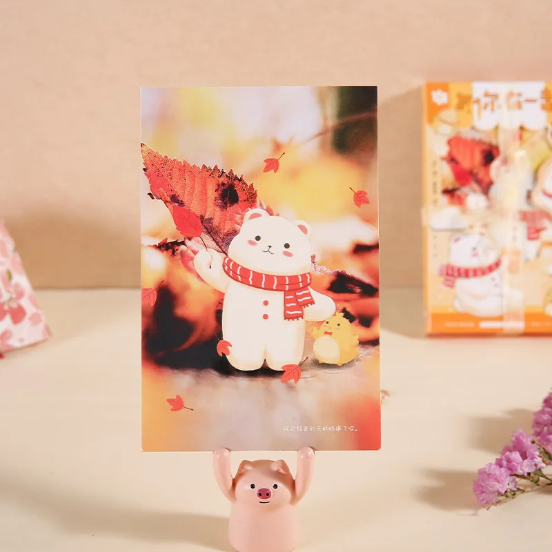 30 Pcs/Set To Be With You Series Luminous Postcard DIY Cartoon Greeting Blessing Cards Message Card Birthday Gift Card