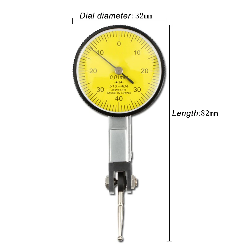 200mm Universal Small Dial Indicator Magnetic Stand Base Holder 0-0.8mm 0.01 Dial Test Comparator For Equipment Calibration