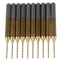 10pcs Titanium Coated Carbide Micro Drill Bit PCB End Mill With 1/8\