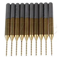 10pcs Titanium Coated Carbide Micro Drill Bit PCB End Mill With 1/8