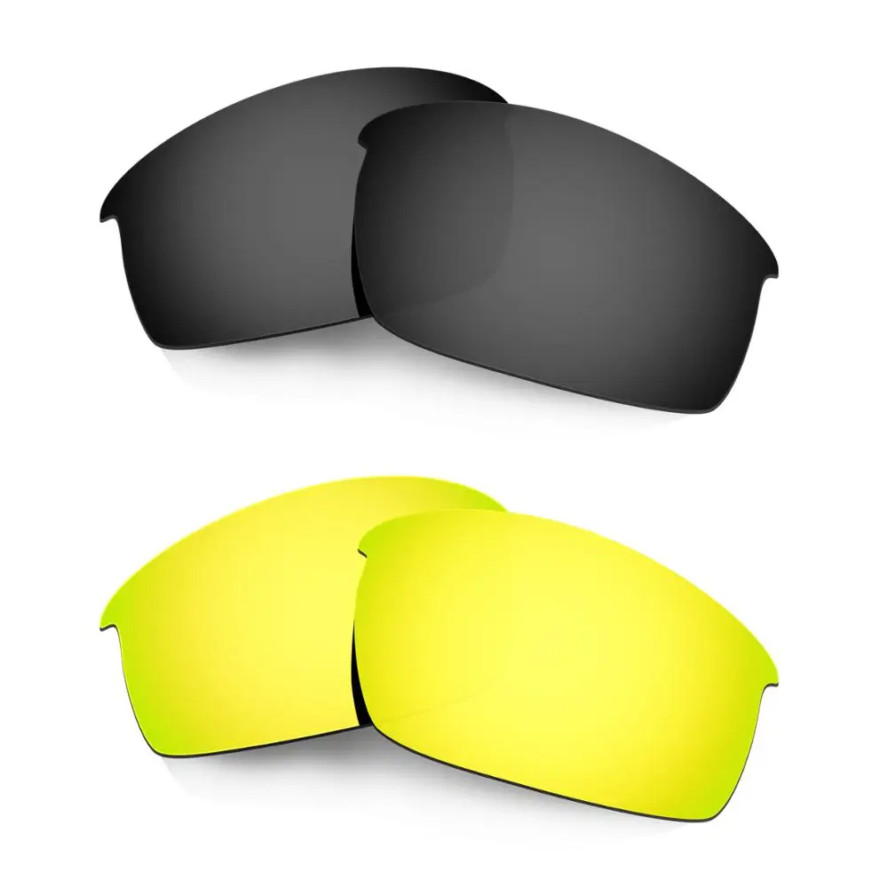 

HKUCO For Bottlecap Sunglasses Replacement Polarized Lenses 2 Pairs - Black&Gold