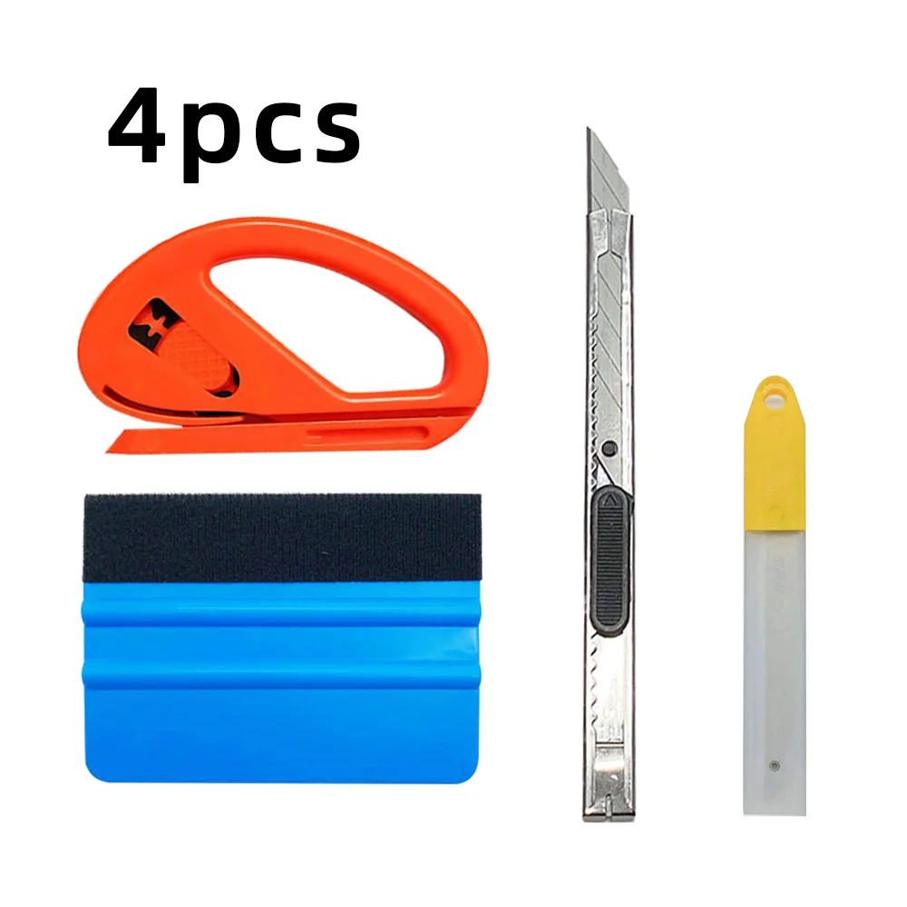 

4Pcs/Set Car Foil Tool Vinyl Wrap Film Auto Wrap Tools Kit Auto Sticker Felt Squeegee Scraper Snitty Cutter Car Styling