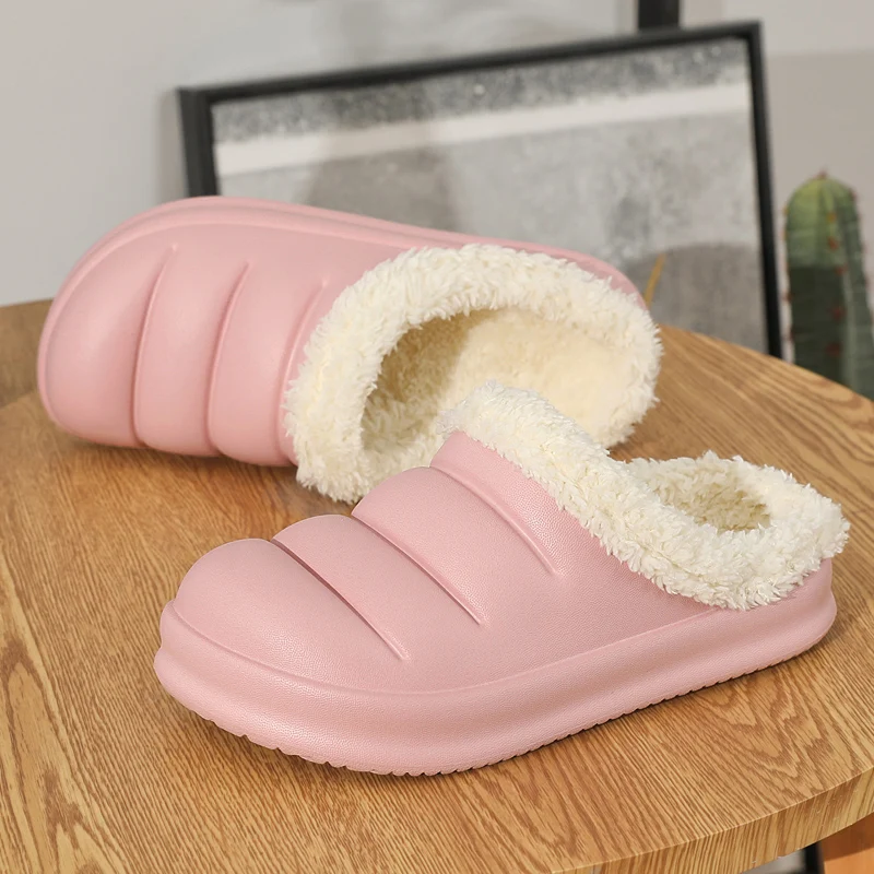 Men's Home Clogs 2021 New Winter Comfortable Slippers Plush Lining Shoes Soft Woman House Warm Clogs High Quality waterproof