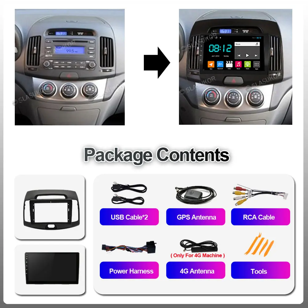 Android 10.0 4G Multimedia Car Video Player For Hyundai Elantra HD 2006 2007 2008 2009 2010 2011 Radio GPS stereo No 2 din DVD