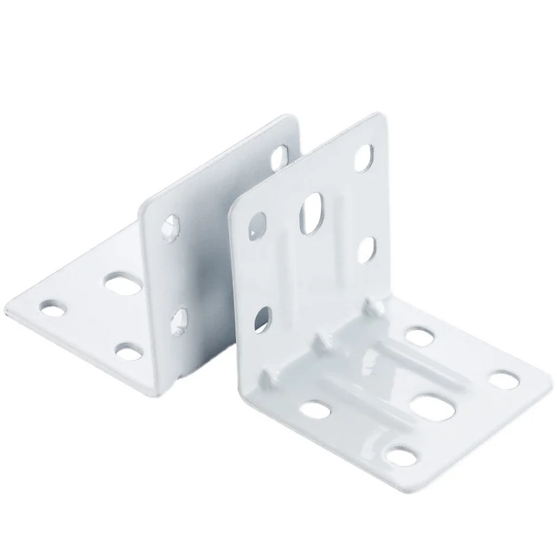 10Pcs White Steel or Iron Angle Bar 90 Degree Right Corner Fixed Block  Angle Bracket  Hardware Furniture Connector