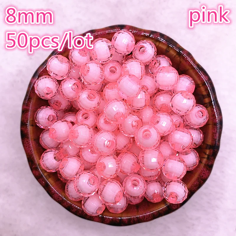 New 50pcs 8mm Faceted Earth 15 Colors Acrylic Loose Spacer Beads for Jewelry Making DIY Bracelet