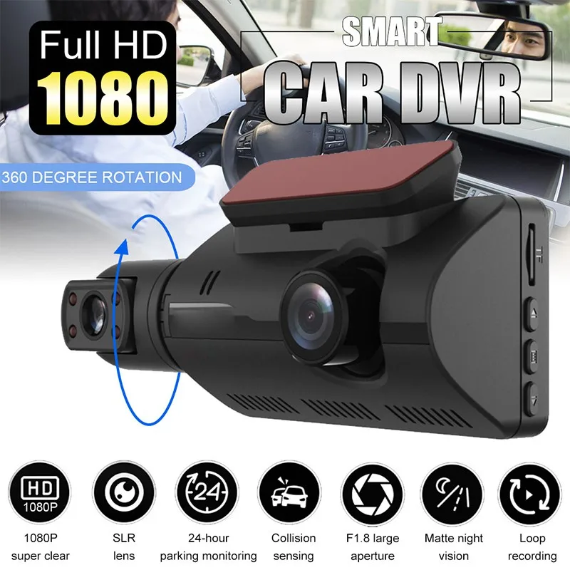 1080P IPS Dashcam Front and Rear Dash Cam G Sensor Video Recorder Loop Recording Video Recorders Night Vision Car DVR Auto DVR