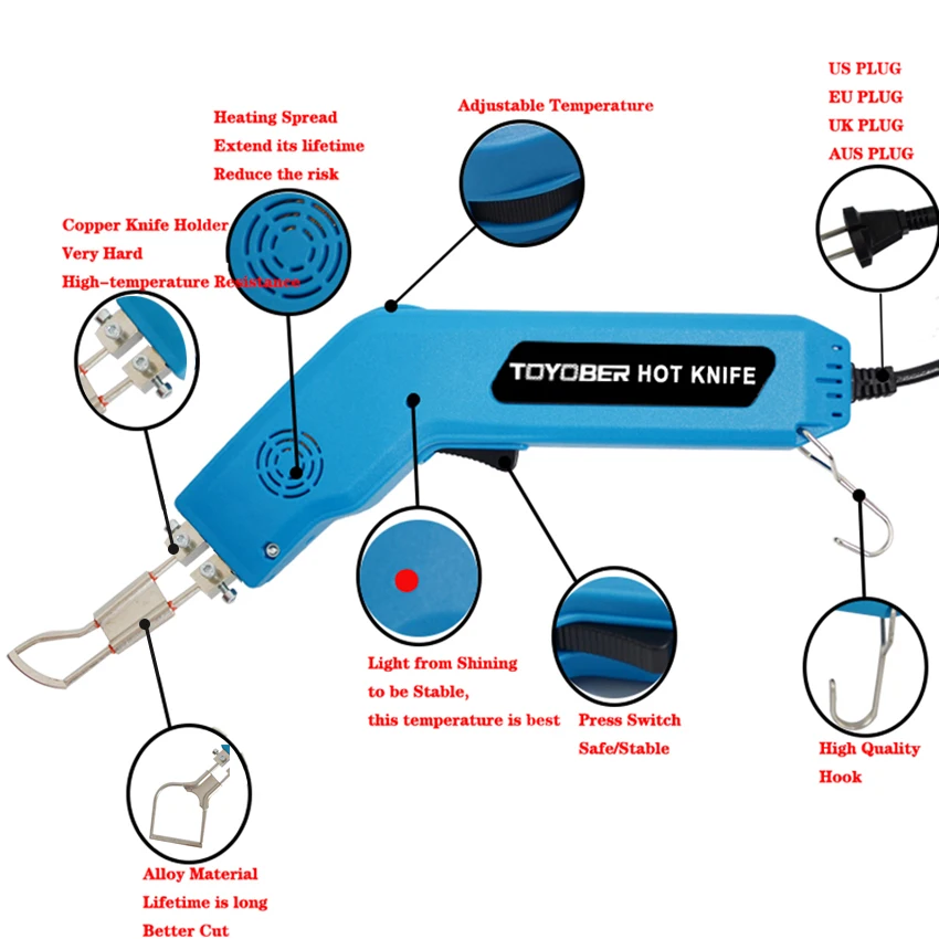 TOYOBER Electric Hot Rope Cutter Webbing Cutter Nylon Rope Heat Cutting Tool Hot Knife Rope Cutter for Webbing Belts Ribbon