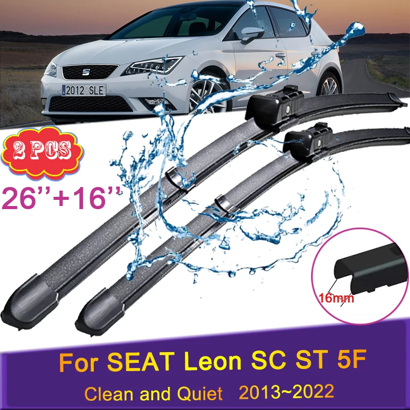 Car Wiper Blades for SEAT Leon SC ST 5F 2013~2022 2014 2015 Front Windshield Frameless Durable Rubber Snow Shaving Accessories