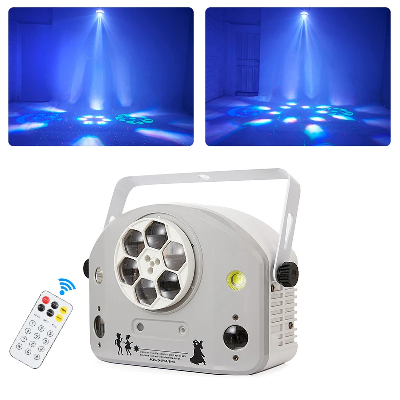 

Good Effect Remote 4 IN 1 Dj Light 6 Bee Eye Led Strobe R/G Laser Pattern Stage Lighting Home Party KTV Night Club Wedding Dance