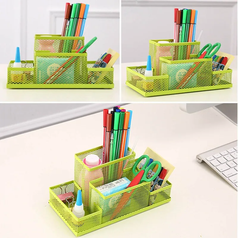 1PC Fashion Multifunctional Office Stationery Desk Organizer Mesh Collection Pen Holder Organizer Box For Birthday Gift