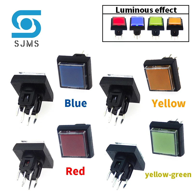 2PCS PB6171FL-1/2/3/4 Micro Push Button Tactile Momentary  With LED Light Switch With sheath Cap diameter: 10*10MM 6X6X12.9MM