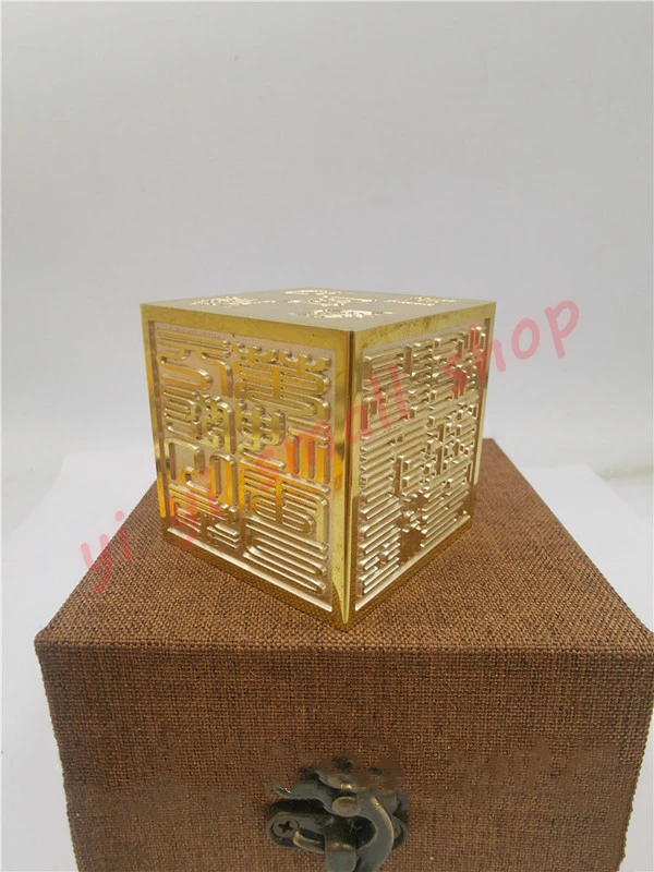 Pure Copper Six-sided Taoist Seal, Improves Eight Trigrams, True Shape of five mountains, Taoist Shibao, Lingbao dafais