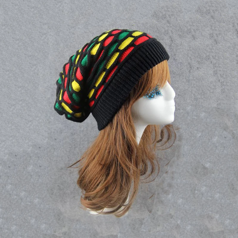 Men\'s and women winter knitted hat Thicken Rainbow color kerchief Female warm Skullies Beanies hedging cap Pile cap Outdoors