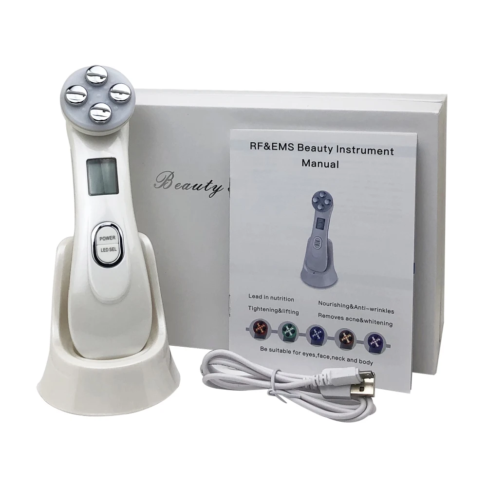 Tần Số Vô Tuyến Mặt Trẻ Hóa Da EMS Mesotherapy RF Electroporation Da Nâng Máy 5 Màu Photon Loại Bỏ Nếp Nhăn