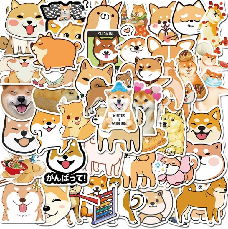 

10/30/50pcs Animal Cute Pet Shiba Inu Pencil Cases For Chidren Toy Waterproof Sticker To Diy Laptop Bicycle Helmet Car Decal