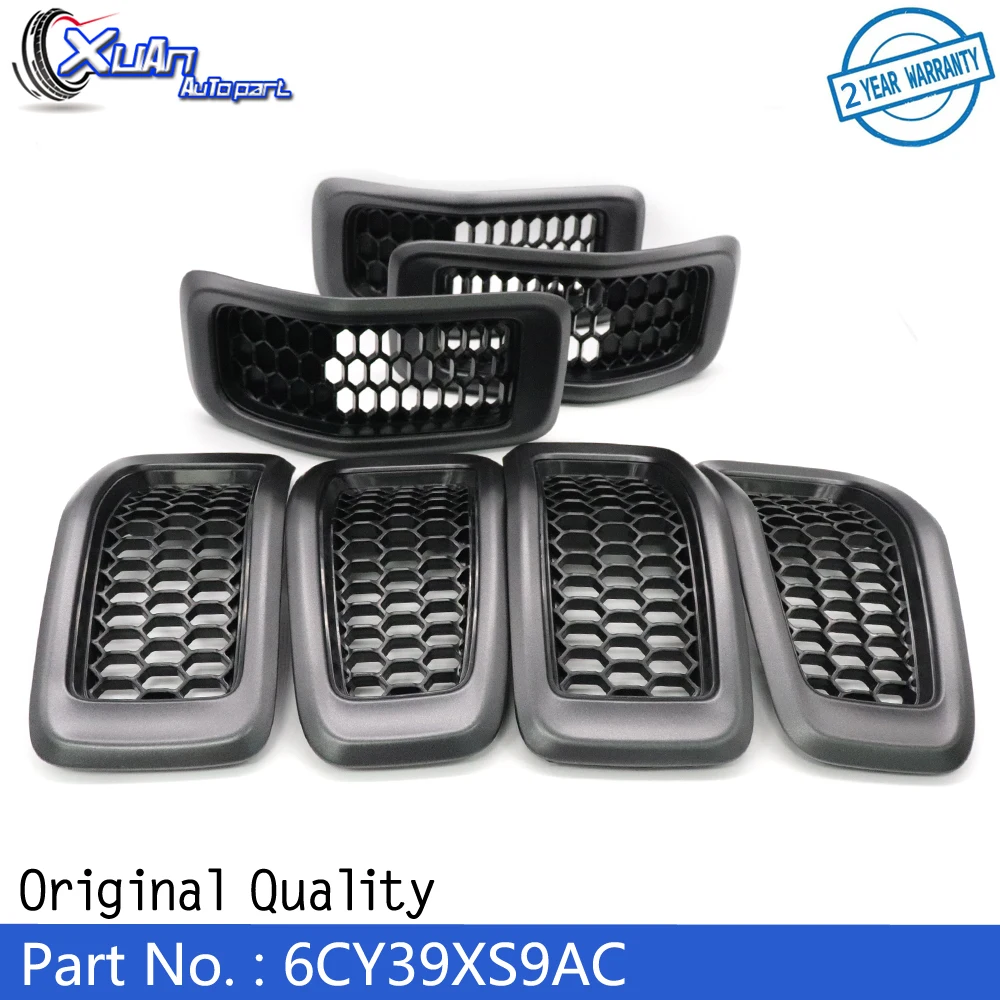 

XUAN Car 7pcs Front Radiator Grille Inserts 6CY39XS9AC Gray & Black For Jeep Cherokee 2014-2018 2.4L 3.2L