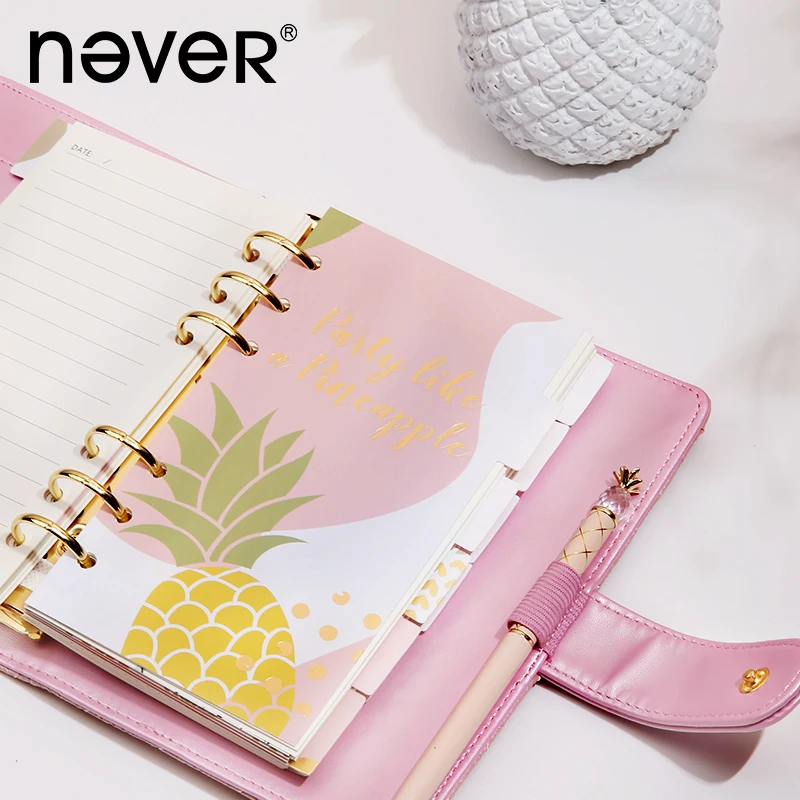 Never Cute Pineapple A6 Notebook Index Divider Spiral Planner Bookmark Accessories Color Filler Paper Refill School Stationery