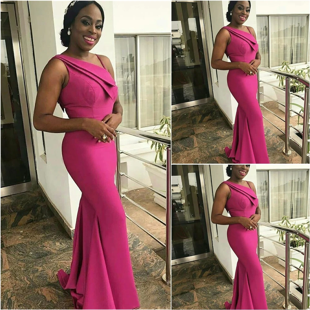 

Mermaid Gown New Bridesmaid Dresses Sleeveless Dress Elastic Satin Prom Party Gown V-Neck Floor-Length Custom