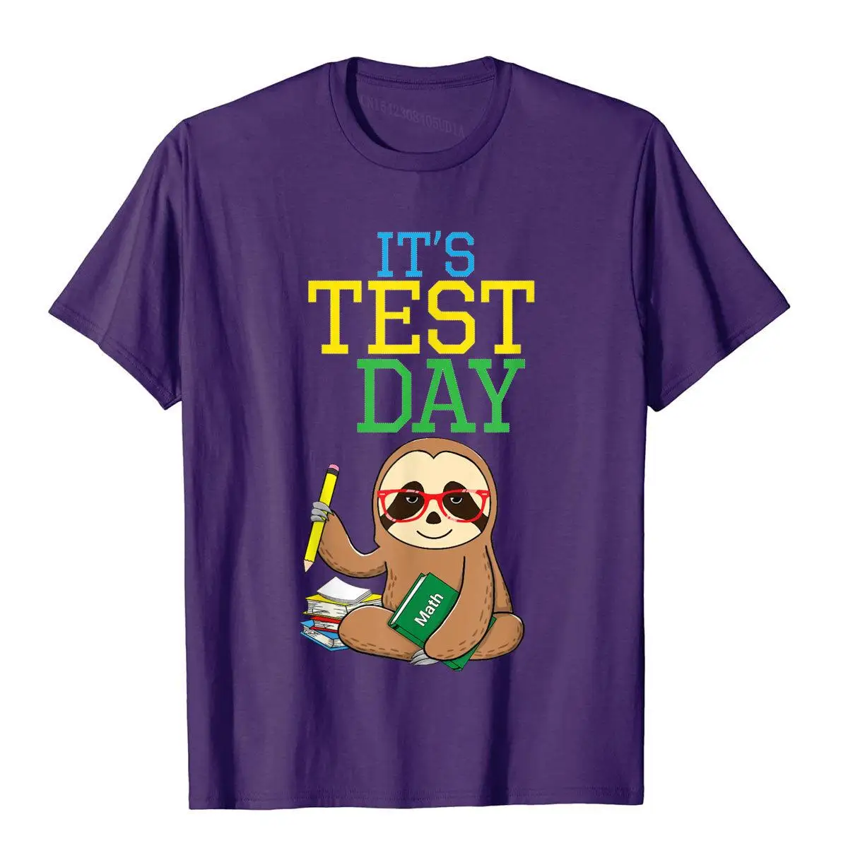 Test Day Teacher Sloth Testing Exam End Of Year Funny T-Shirt Retro Unique Tees Cotton T Shirts For Men Printed On