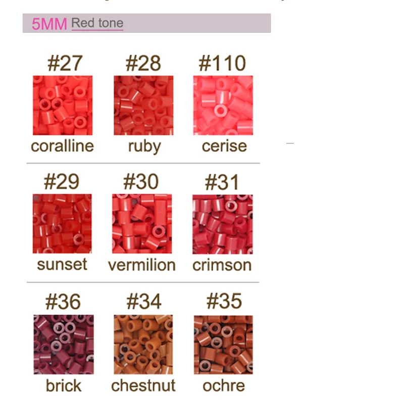 Rote Farbe 5mm 1000 Stück Pixel Art Puzzle Hama Perlen Eisenfusionsperlen DIY Puzzles Hochwertiges Geschenk Spielzeug – Detail 3